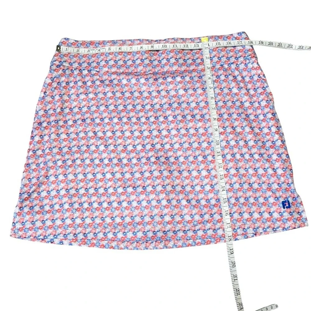 FootJoy Women Size XL Golf Skort Red White Blue Floral Fireworks Print Pockets